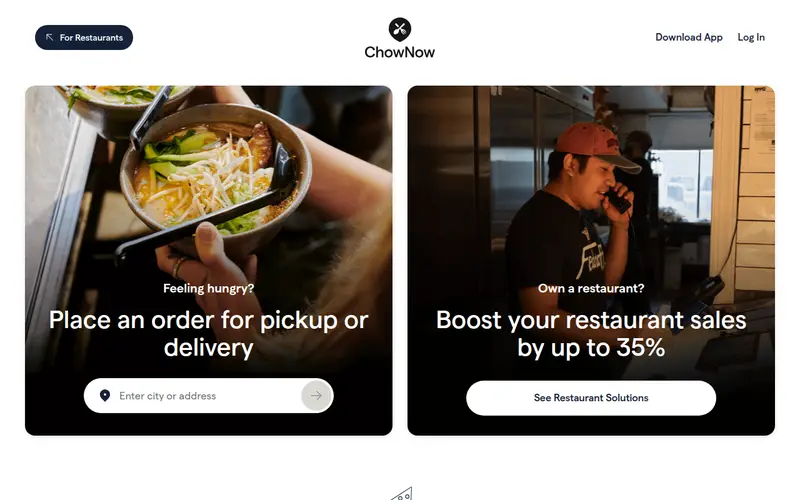 ChowNow homepage, 14 October 2026
