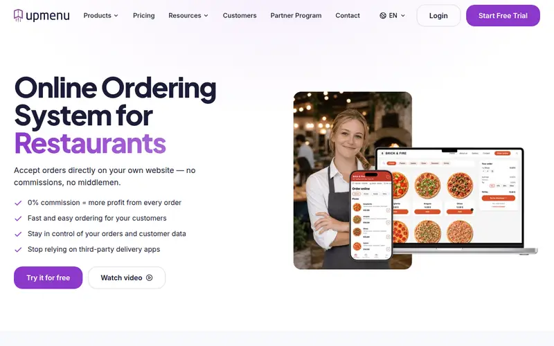 UpMenu homepage, 14 October 2026